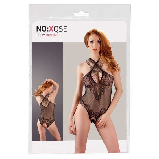 NOXQSE Lace Body Suit With Open Crotch