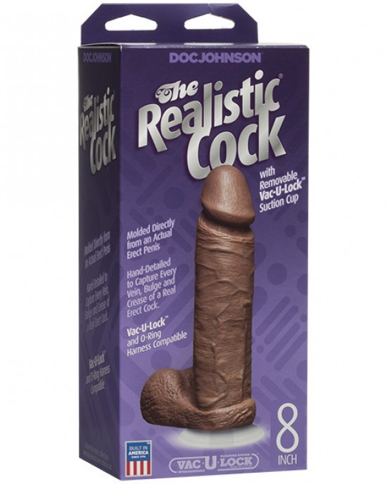 The Realistic Cock 8 Inch Dildo Flesh Brown