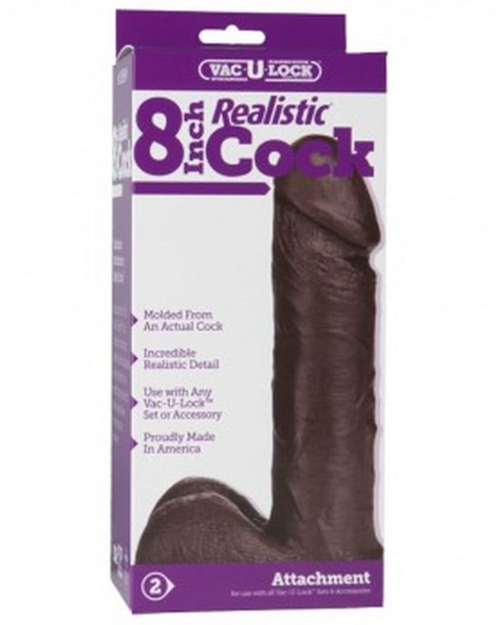 VacULock 8 Inch Realistic Dildo Attachment Black