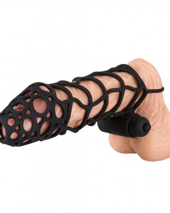 Black Velvet Soft Touch Penis Cage Sleeve And Vibe