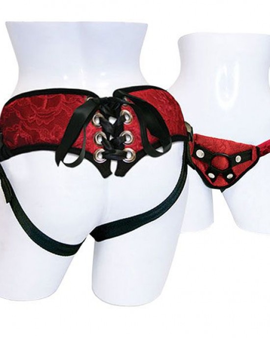 SportSheets Red Lace With Satin Corsette Strap On