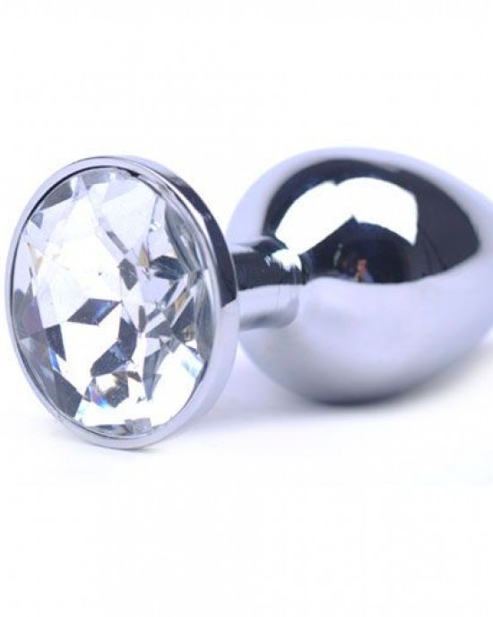 Large Metal Anal Plug With Clear Crystal