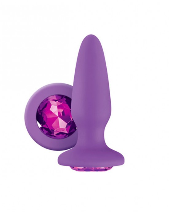 Glams Silicone Rainbow Gem Butt Plug Purple