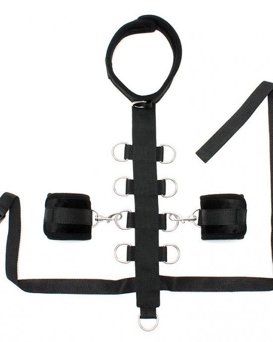 Black Padded Collar With Restraint Line And Cuffs