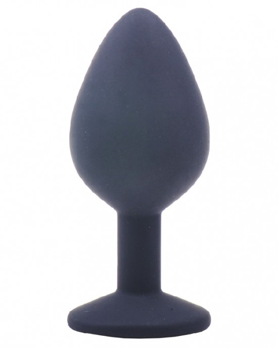 Medium Black Jewelled Silicone Butt Plug
