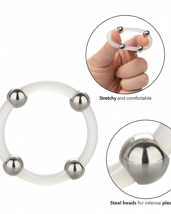 Steel Beaded Silicone Cock Ring XL