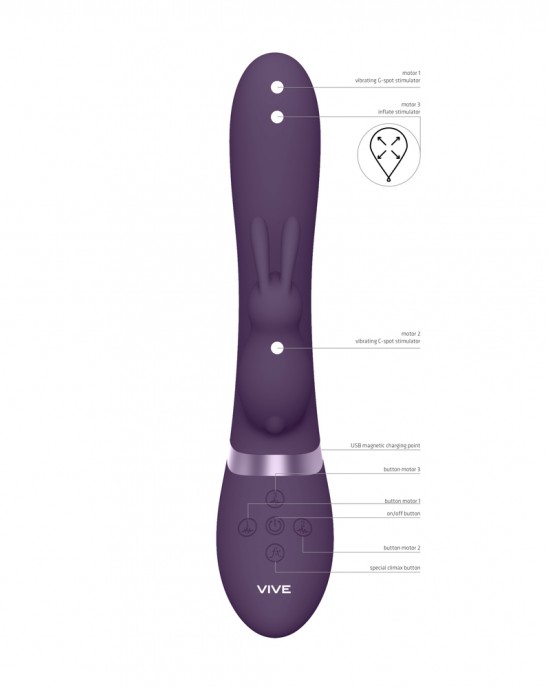 Vive Taka Triple Action Automatic Inflatable Vibrator Purple