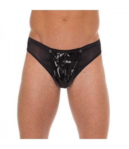 Mens Black GString With PVC Pouch