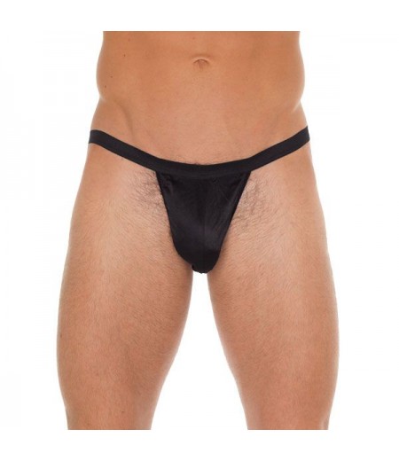 Mens Black GString With Black Pouch