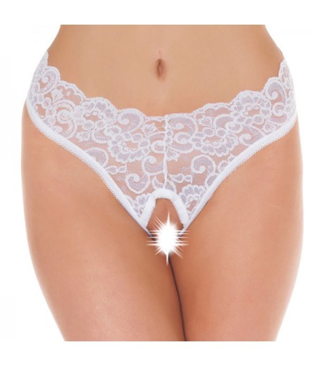 White Lace Open Crotch GString