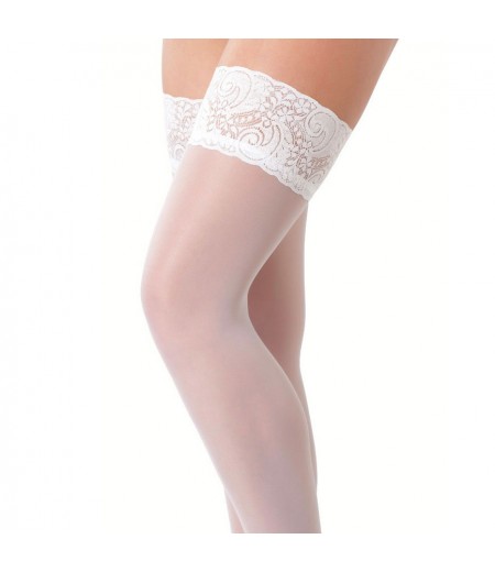 White HoldUp Stockings With Floral Lace Top