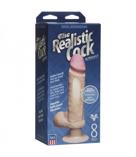 The Realistic Cock 8 Inch Vibrating Dildo Flesh Pink