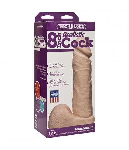 VacULock 8 Inch Realistic Cock Attachment Flesh Pink