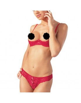Cottelli Collection Red Lace Open Bra Set