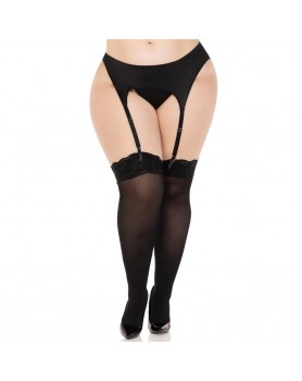 Leg Avenue Lace Top Opaque Thigh Highs UK 14 to 18