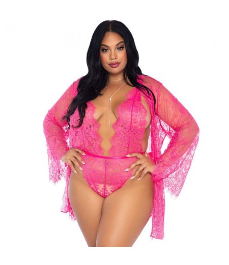 Leg Avenue Floral Lace Teddy and Robe Set