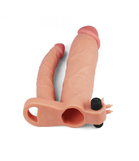 Lovetoy 3 Inch Vibrating Double Extender Flesh Pink
