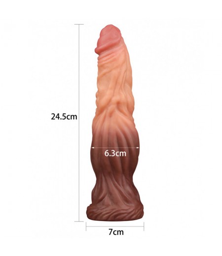 Lovetoy 9.5 Inch Dual Layered Silicone Cock Flesh Brown