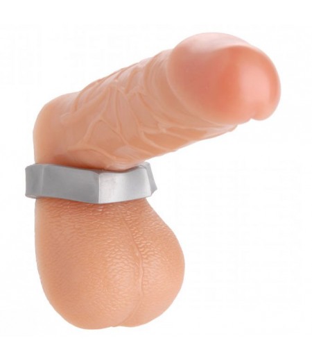 Silver Hex Heavy Duty Cock Ring and Ball Stretcher